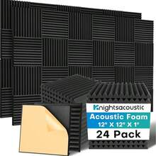 24 Pack Sound Proof Foam Panels For Walls With Self Adhesive, 12x12x1 Acoustic Foam Panels, High Density Acoustic Panels Sound Absorbing, Fire Resistant Studio Sound Proofing Black - Black - View 1