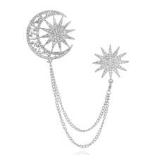 1pc Elegant Rhinestone Star & Moon Chain Brooch, Snowflake Design, Suitable For Festival Gifts, Hijab Accessories, Daily Wear, Business Meetings, Birthday Parties, Wedding Attire Gifts For Mother, Father, Graduation, And Teacher - Multicolor - View 13