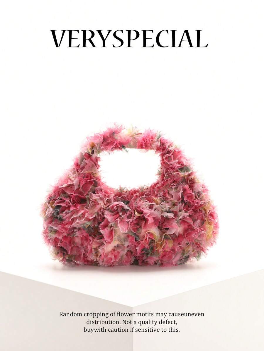 1pc Handmade 3D Colorful Mesh Patchwork Linen Pleated Tote Bag, Elegant Cloud-Shaped Handbag, Luxury Lady-Like Vibe, Suitable For Dresses, Daily Commute, Shopping, Dating (Fabric Randomly Cut)