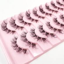 10 Cặp Mi Giả Lông Chồn 3D Trong Suốt, Tự Nhiên, Mỏng, Dài, Mềm Mại, Dày, Ngắn, Kết Hợp, Mi Trang Điểm Có Thể Tái Sử Dụng - màu đen - Xem 6