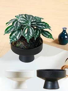 Moss Ball Porous Planter, Imitation Ceramic Pot, Chinese Style Matte Desktop Hydroponic Bamboo Rattan Hydroponic Resin Dried Fruit Bowl, Home Desktop Decor Green Plant Cultivation Container - Multicolor - View 2