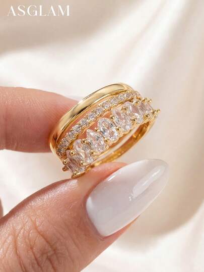 3 Parçalı Zirkon Taşlı Yüzük Seti, 925 Ayar Gümüş Tek Yüzük, Zarif Takı, Kız Çocukları İçin Doğum Günü, Mezuniyet Balosu Hediyesi Olarak Uygundur