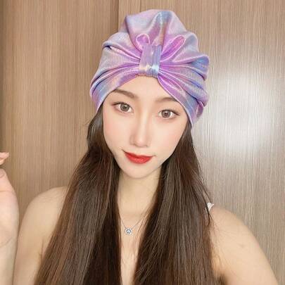 1 chiếc mũ bơi cắt laser dễ thương, mũ bơi dành cho nữ trưởng thành, mũ bơi thoải mái không bó tai, mũ bơi polyester phối màu tương phản không chống thấm nước dành cho nữ, phụ kiện đi biển, phao bơi, mũ bơi không thể thiếu cho hồ bơi biển, phù hợp với tóc ngắn và tóc dài vừa phải