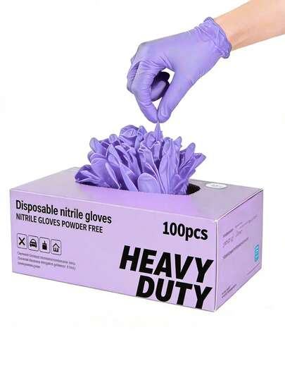 100pcs/Pack Disposable Nitrile Gloves, Available In Pink, White, Black, Blue, Latex-Free, Waterproof Cleaning Gloves, Suitable For Household, Kitchen, BBQ Cleaning, Hair Dyeing, Manufacturing And Other Household Tools, Kitchen, Bathroom, Home, Durable, Flexible, Comfortable