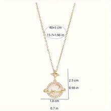 A Star Ring Surrounding The Cat-Eye Planet, Micro-Inlaid Elegant Collarbone Chain, Valentine's Day Gift, Available In Multiple Colors (Does Not Include Gift Box) - bạc - Xem 2