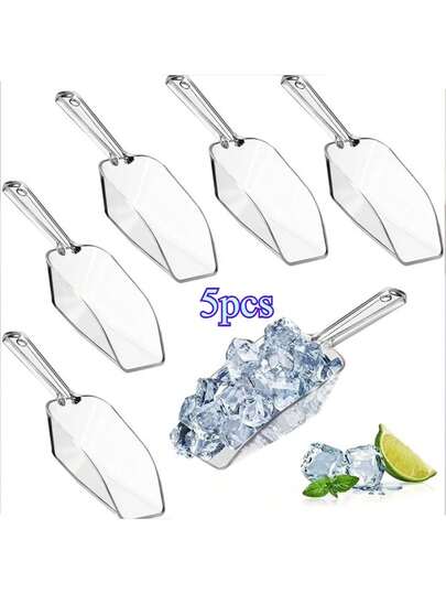 Transparent Plastic Ice Cream Scoop Set, Multipurpose, Reusable, Suitable For Ice Cream, Candy, Protein Powder, Party, Kitchen Cooking