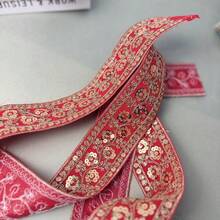 2026 New Arrival Exquisite Velvet Fabric Sequin Lace Decorative Trim - Multicolor Embroidered Tulle Border Decor, Suitable For Dupatta - Embroidered Lace Fabric - Red - View 2