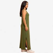 Women's Plus Size Tank Top Dress With Pocket. - 軍綠色 - 查看 3