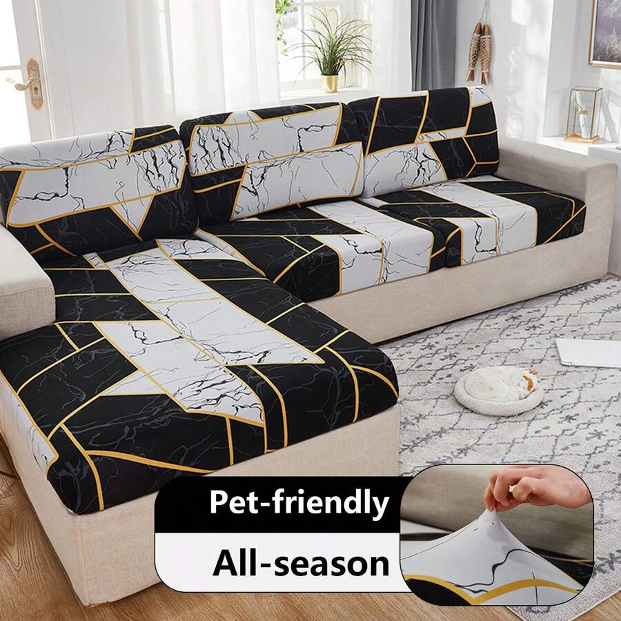 1 tấm bọc ghế sofa xoay đa năng bằng lụa sữa cao cấp, xoay 360°, chống trầy xước, chống bụi, có thể giặt, phù hợp cho mọi mùa. - màu đen - Xem 1