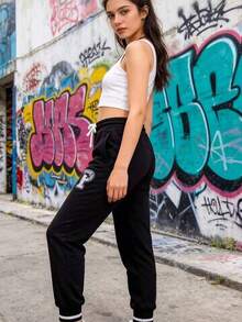 Quần jogger dây rút in chữ PUMA dành cho nữ - màu đen - Xem 2