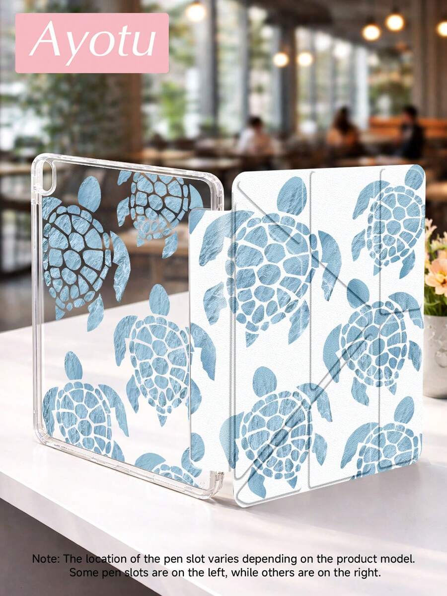 Ayotu Ốp lưng họa tiết rùa biển hình chữ Y, kiểu dáng gập, tương thích với iPad A16, Air 8 (M4) 2026 (11 inch), Air 8 (M4) 2026 (13 inch), Pro 13 12.9 11, Air 11 13, Mini, Air 11 inch, Kindle (thế hệ thứ 11 - ra mắt năm 2024), Kindle Paperwhite thế hệ thứ 12 năm 2024.