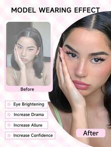 GROINNEYA 7 perechi de gene transparente, naturale, confortabile, scurte, cu țepi, din nurcă, 3D, moi, cu aspect de vulpe artificială, potrivite pentru toate formele de ochi - Negru - Vizualizare 3