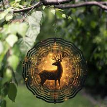 10 Inch Boho Metal Wind Chime, Mystical Deer Design, 360° Rotating Hook - Ideal For Spring And Summer Garden, Balcony Decor - Battery-Free, Vibrant Art Gift For Nature Lovers - A - View 4