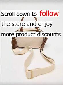 Bolso de mano de lona marrón con patchwork, bolso de hombro y bolso cruzado, con correa de hombro ajustable y desmontable, cremallera de moda, diseño elegante, ideal para el desplazamiento diario, compras, viajes y diversas ocasiones, combinando moda y practicidad, nuevo para primavera/verano 2026 - Ver 6