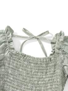 Mommy And Me Matching Dresses Short Sleeve Square Neck Print Dress Family Matching Sundress Outfits, Mother Daughter Matching Dresses, Family Matching Outfits - 媽媽綠 XL - 查看 9