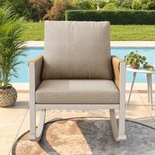 Outdoor Rocking Chair (1 Set) With Cross-Rope Weaving Technique, Weatherproof Metal Frame, Comfortable Cushions, Max. 120 Kg, For Garden & Patio - Krem - View 3
