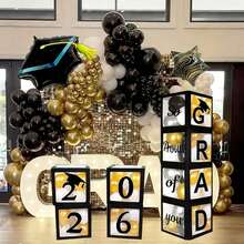 2026 Graduation Party Decoration Black Balloon Box With "Class Of 2026" And "Proud Of You" Text, Suitable For High School And College Graduation Celebration, Graduation Ceremony Supplies - Black - View 4