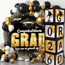 2026 Graduation Party Decoration Black Balloon Box With "Class Of 2026" And "Proud Of You" Text, Suitable For High School And College Graduation Celebration, Graduation Ceremony Supplies - Black - View 13