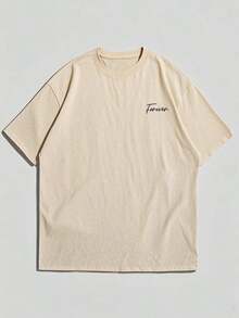 Men's Simple And Versatile Graphic Print Short Sleeve T-Shirt - Nude - 查看 5