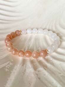 Moonstone & Sunstone Beaded Bracelet: Intuition, Inner Growth, And New Beginnings, Boho Style Handmade Gemstone Healing Jewelry For Women Men - Multicolor - View 4