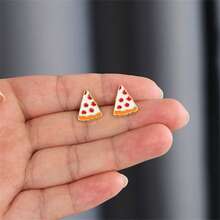 Pendientes de esmalte con diseño de pizza, joyería diaria como regalo para amigos, refinamiento de moda - Multicolor - Ver 6