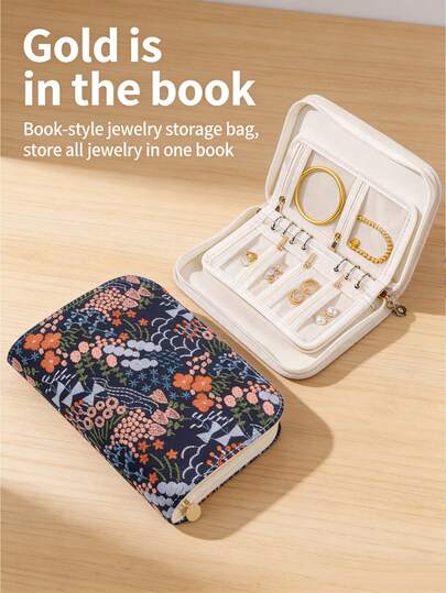 刺绣首饰收纳袋 - 便携式大容量布袋，防氧化保护，适用于金银饰品 - 旅行必备