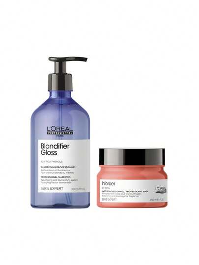 L'Oréal Professionnel [Bundle] Serie Expert Blondifier Gloss Shampoo 500 Ml + Inforcer Anti-Breakage Mask 250 Ml