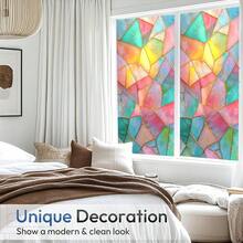 1pc Colorful Geometric Pattern Static Cling Window Film, Removable Window Sticker, Privacy Protection, Suitable For Bedroom, Living Room And Office Decor - Multicolor - View 5