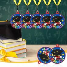 10pcs Preschool Children's Graduation Medals With Yellow Lanyards, 2 Inches, Suitable For Student Graduation Party Supplies - Multicolor - View 4