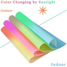 UV Color Changing Vinyl - 4pcs 12" X 10" UV Color Changing Heat Transfer Vinyl Sun Sensitive Iron-On T-Shirt - Light Changes to 4 Colors - View 6