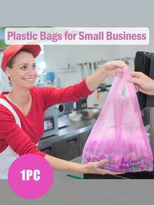 100pcs Pink Plastic T-Shirt Bags With Handles, Polyethylene Shopping Bags, Extra Thick And Large Pink Garbage Bags, Kitchen Trash Bags, Vegetable Bags, Large Trash Bags, Suitable For Groceries, Vegetables, Fruits, Snacks, Etc. - Multicolor - View 9