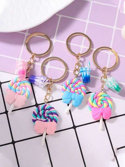 1 pieza Llavero realista de comida, llavero de helado/paleta, llavero, accesorio para bolso para niñas