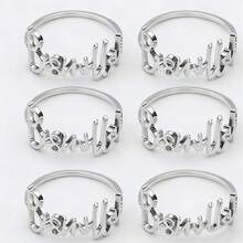 Anillos para servilletas universales, anillos para servilletas minimalistas de alta gama con letras, adecuados para fiestas, bodas, eventos y la mesa de comedor diaria - Multicolor - Ver 8