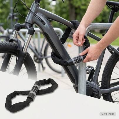 قفل سلسلة الدراجة بكلمة مرور مضاد للسرقة للدراجات الجبلية والكهربائية، من سبيكة عالية القوة وسهل التخزين