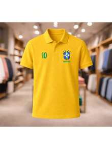 Men's Brazil Fan Short-Sleeved Polo Shirt - 黃色 - 查看 4