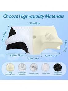 Breathable Cover Dual Position Sleep Pillow, Ergonomic Contour Memory Foam Support Pillow, Soft Comfort Pillow For Daily Bedroom Rest - Gray - View 5