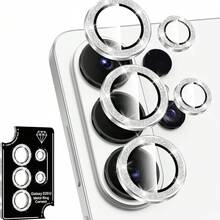 Alloy Glitter Rhinestone 1pc Galaxy S26 Ultra/S26 Plus/S26 Camera Lens Protector, Single Metal Ring Tempered Glass Lens Cover, [Strong Adhesion] Anti-Scratch Ultra-Thin High-Definition Transparent Lens Cover, 1pc, CD Pattern, Glitter, Rhinestone, Multiple Styles & Colors Mother's Day Gift Anniversary Gift - Multicolor - View 6