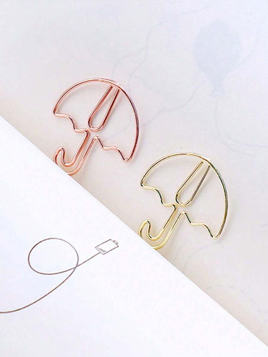 Creative Umbrella Shaped Paper Clips, Cute Cartoon Stationery, Special Shaped Paperclips For Notebook, Journal & Calendar Marking - Multicolor - View 1