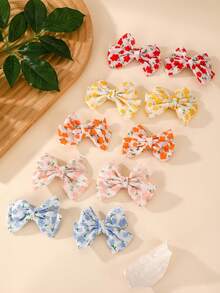 Set de 10 piezas de pinzas para el cabello con flores y lazos de colores, adecuado para decoración diaria - Multicolor - Ver 2
