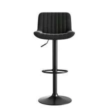 Swivel Dining Room Bar Stool, Velvet, Height Adjustable - Black - View 7