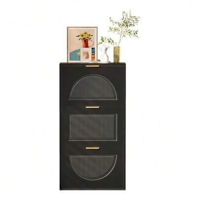 Narrow 3-Door Shoe Cabinet, White Shoe Cabinet For Hallway/Living Room, Dimensions: 60 X 24 X 114 Cm (Former SKU N657P285156W)