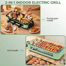 Smoke-Free Mode Electric Grill For Home Use 3-In-1 Functionality Grill & Pan-Fry Modes For Meat 304 Stainless Steel Construction Ideal For Family Gatherings And Friends' Dinners Green - 美規B型插(110-127V) - 查看 2
