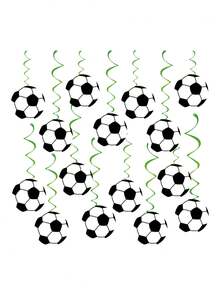1 Set Football Themed Birthday Party Decorations, Black - Happy Birthday Banner, Hanging Swirls, Flags, Party Supplies Suitable For Sports Theme Party - Football Decoration Set - View 9