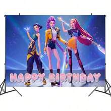 1pc 2026 Hot-Selling Korean Girl Group Themed Birthday Party Backdrop | Birthday Party Scene Decor, Birthday Party Atmosphere Photography Prop, Girl Group Themed Birthday Party Companion, Student Party Affordable Item - Multicolor - View 10