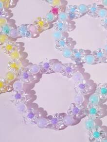 1pc/Set Colorful Flower Beaded Bracelet Set, Accessory For Outfit, Jewelry, Party, Birthday Gift - Multicolor - View 4