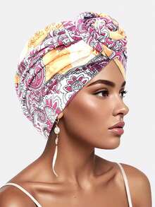 1件装女士非洲风格蜗牛卷头巾，穆斯林头巾帽，适合日常佩戴 - 彩色 - 查看 16