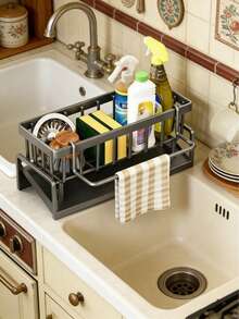 Multifunctional Sink Dish Drying Rack, Stainless Steel Cutlery Holder With Drain Basket, Suitable For Small Kitchen Space - Multicolor - View 1