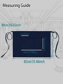 1 chiếc tạp dề đen có 3 túi, dài 18 inch, tạp dề nửa thân kiểu quán ăn, unisex, chống thấm nước. - Nhiều màu - Xem 2