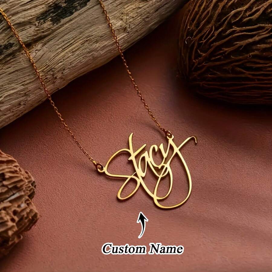 [Tùy chỉnh] 1 Mặt dây chuyền thời trang nữ, cá tính, thanh lịch, sang trọng, tự thiết kế, khắc tên bằng chữ viết tay, phù hợp để đeo hàng ngày, quà tặng Lễ Tạ ơn cho bạn bè và gia đình, trang sức nữ, mặt dây chuyền khắc tên tùy chỉnh, quà tặng Ngày của Mẹ, Ngày của Cha, Lễ Phục Sinh, sinh nhật, kỷ niệm, quà tặng mặt dây chuyền cá nhân hóa. - Nhiều màu - Xem 1