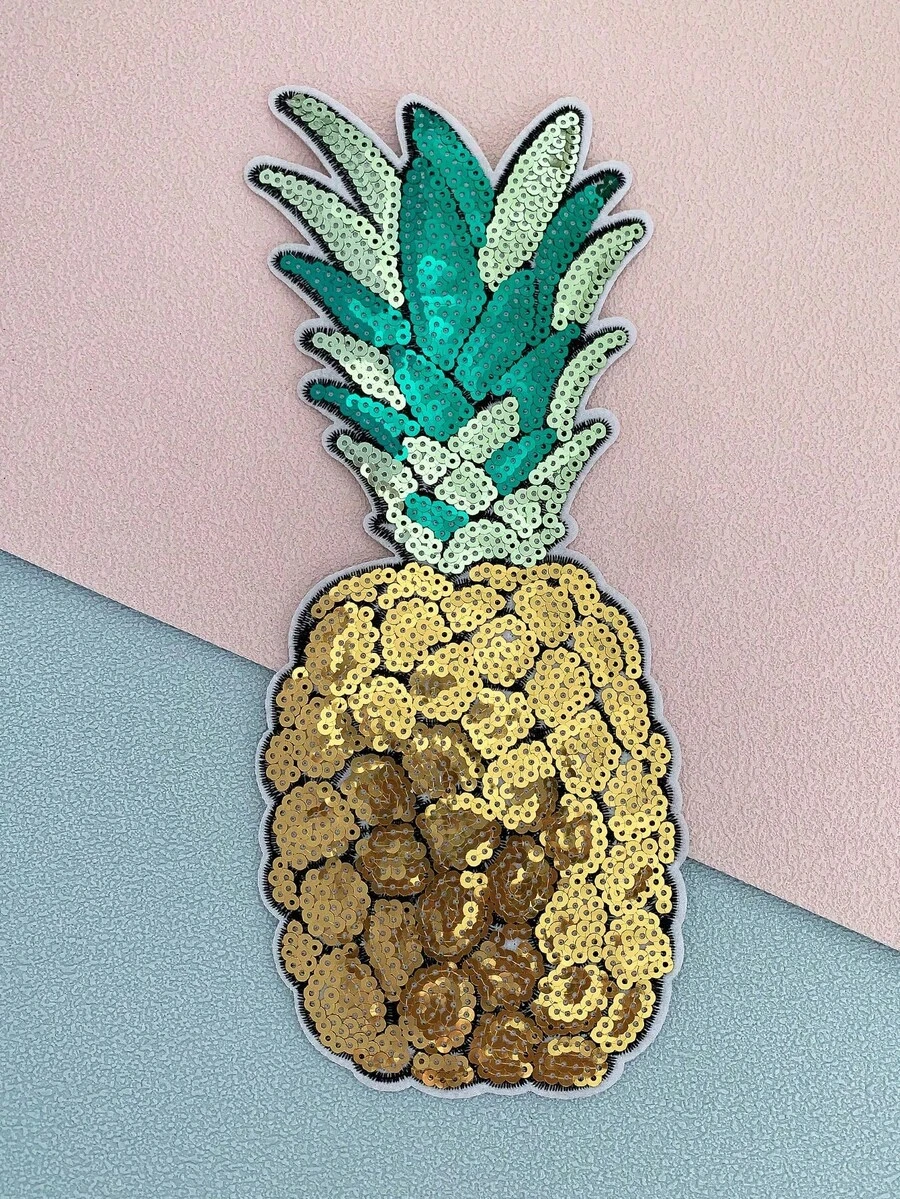 1 miếng vá thêu hình quả dứa, thêu đính kim sa, dùng để tự làm đồ thêu trang trí thường ngày. - nhiều màu - Xem 1